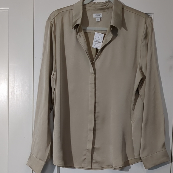 J. Crew Tops - NWT J.Crew Light Beige Button-Up Shirt Sz L